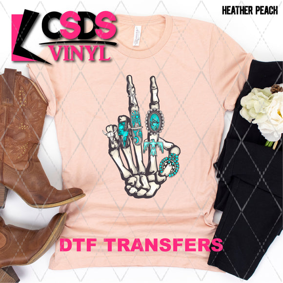DTF Transfer - DTF004107 Skeleton Hand with Turquoise Jewelry