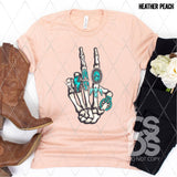DTF Transfer - DTF004107 Skeleton Hand with Turquoise Jewelry