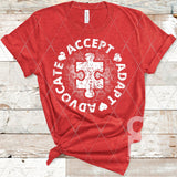 DTF Transfer -  DTF004118 Accept Adapt Advocate Autism White