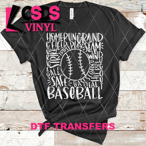 DTF Transfer -  DTF004121 Baseball Subway Word Art White