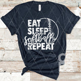 DTF Transfer -  DTF004129 Eat Sleep Softball Repeat White