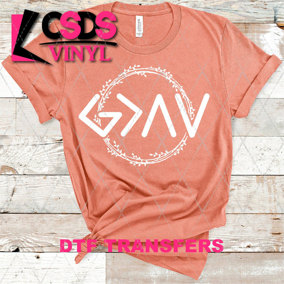DTF Transfer -  DTF004136 God is Greater that the Highs and Lows White