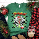 DTF Transfer - DTF004284 Stay Merry Split Christmas Skull with Bats