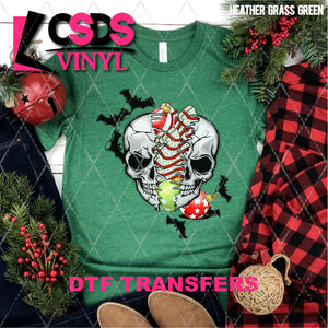 DTF Transfer - DTF004285 Split Christmas Skull with Bats