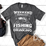 DTF Transfer -  DTF004296 Weekend Forecast Fishing and Drinking White