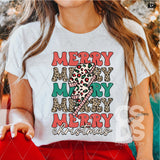 DTF Transfer - DTF004350 Merry Christmas Stacked word Art and Lightning Bolt