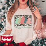 DTF Transfer - DTF004360 Merry Christmas Pastel Trees and Leopard