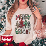 DTF Transfer - DTF004365 Merry and Bright Christmas Trees