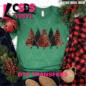 DTF Transfer - DTF004376 Buffalo Plaid and Black Christmas Trees