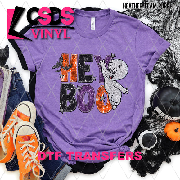 DTF Transfer - DTF004410 Hey Boo Ghost Faux Sequins