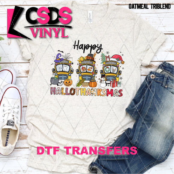 DTF Transfer - DTF004522 Happy Hallothanksmas School Buses