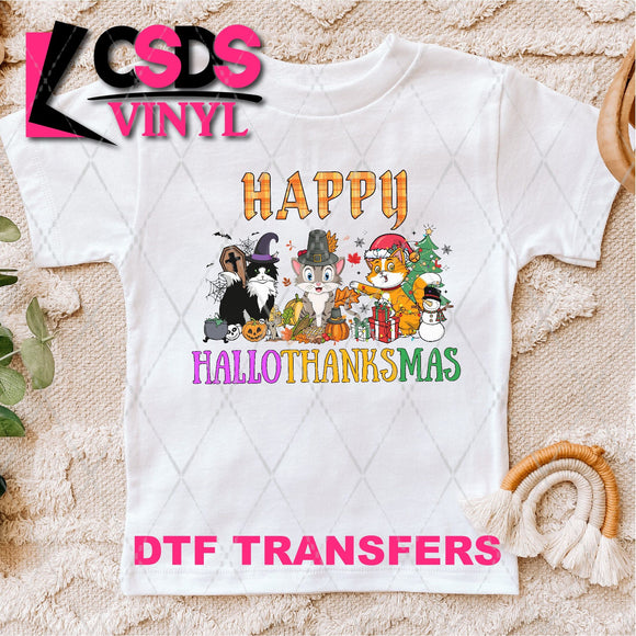 DTF Transfer - DTF004527 Happy Hallothanksmas Kittens