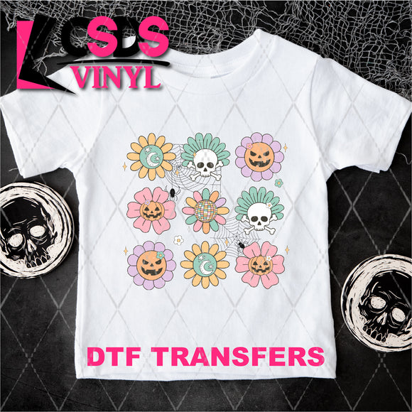 DTF Transfer - DTF004565 Groovy Halloween Flowers