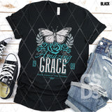 DTF Transfer - DTF004571 Amazing Grace Floral Butterfly Aqua and White