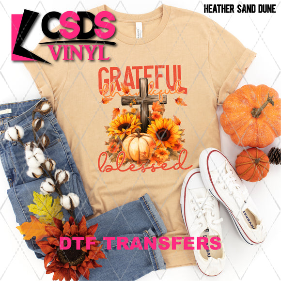 DTF Transfer - DTF004602 Grateful Thankful Blessed Fall Cross