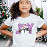DTF Transfer - DTF004637 Joy Snowman Faux Embroidery/Sequins