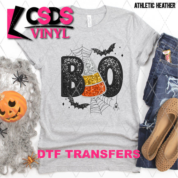 DTF Transfer - DTF004659 Boo Candy Corn Faux Embroidery/Glitter