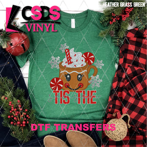 DTF Transfer - DTF004664 Tis the Season Hot Cocoa Faux Embroidery/Glitter