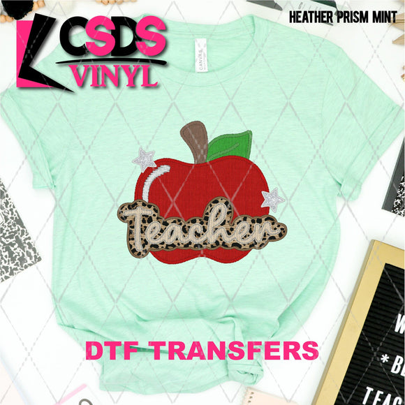 DTF Transfer - DTF004669 Teacher Red Apple Faux Embroidery