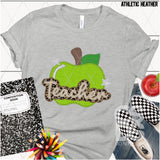 DTF Transfer - DTF004670 Teacher Green Apple Faux Embroidery