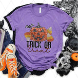 DTF Transfer - DTF004673 Trick or Treat Jack o'lantern and Candy Corn Faux Glitter