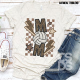 DTF Transfer - DTF004761 Volleyball Mom Faux Embroidery Leopard Lightning Bolt