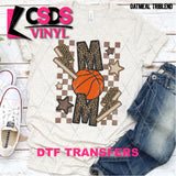 DTF Transfer - DTF004762 Basketball Mom Faux Embroidery Leopard Lightning Bolt