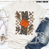 DTF Transfer - DTF004762 Basketball Mom Faux Embroidery Leopard Lightning Bolt