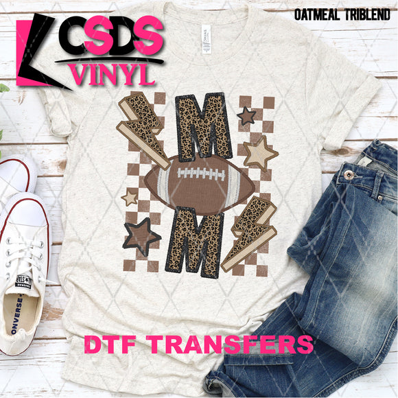DTF Transfer - DTF004763 Football Mom Faux Embroidery Leopard Lightning Bolt
