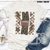 DTF Transfer - DTF004763 Football Mom Faux Embroidery Leopard Lightning Bolt