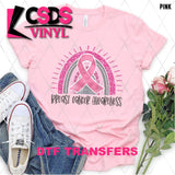 DTF Transfer - DTF004786 Breast Cancer Awareness Ribbon Rainbow