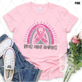 DTF Transfer - DTF004786 Breast Cancer Awareness Ribbon Rainbow