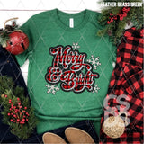 DTF Transfer - DTF004832 Merry & Bright Buffalo Plaid Faux Embroidery/Glitter
