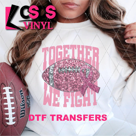 DTF Transfer - DTF004855 Together We Fight Football Pink Faux Sequins