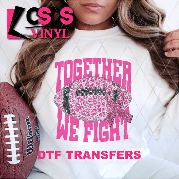 DTF Transfer - DTF004857 Together We Fight Football Pink Leopard Faux Sequins