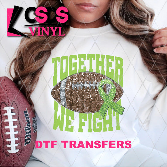 DTF Transfer - DTF004858 Together  We Fight Football Lime Green Faux Sequins