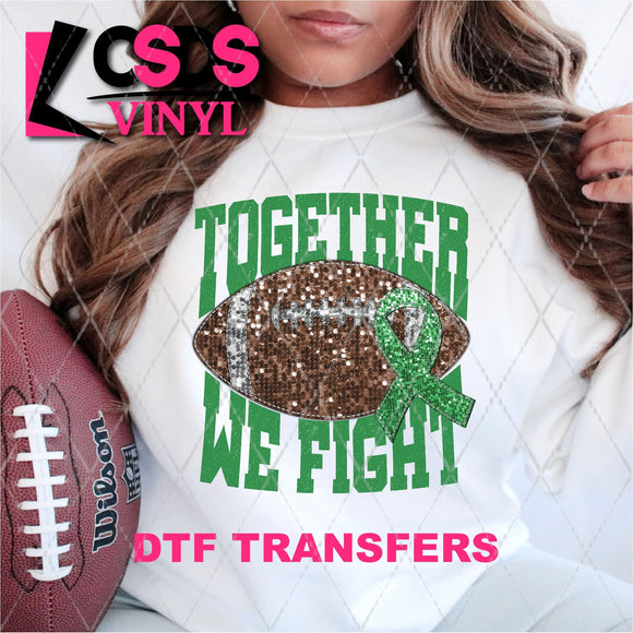 DTF Transfer - DTF004859 Together We Fight Football Green Faux Sequins