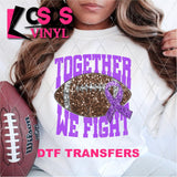 DTF Transfer - DTF004862 Together We Fight Football Light Purple Faux Sequins