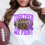 DTF Transfer - DTF004862 Together We Fight Football Light Purple Faux Sequins