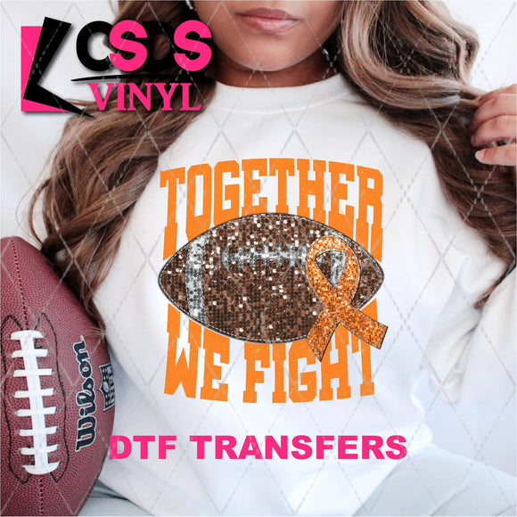 DTF Transfer - DTF004863 Together We Fight Football Orange Faux Sequins