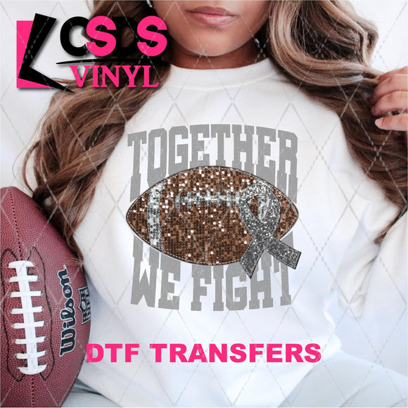 DTF Transfer - DTF004867 Together We Fight Football Grey Faux Sequins