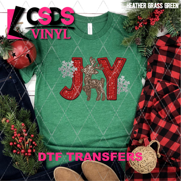 DTF Transfer - DTF004878 Joy Reindeer Faux Embroidery/Sequins