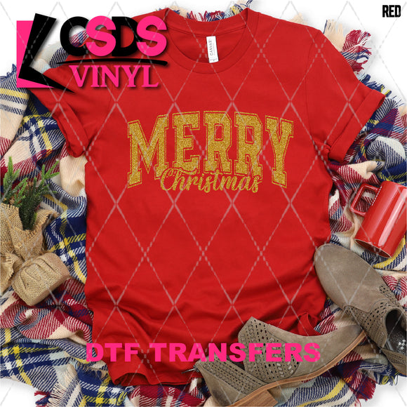 DTF Transfer - DTF004901 Merry Christmas Faux Gold Glitter