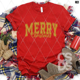 DTF Transfer - DTF004901 Merry Christmas Faux Gold Glitter