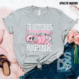 DTF Transfer - DTF004907 In October We Wear Pink Skull and Pumpkin White