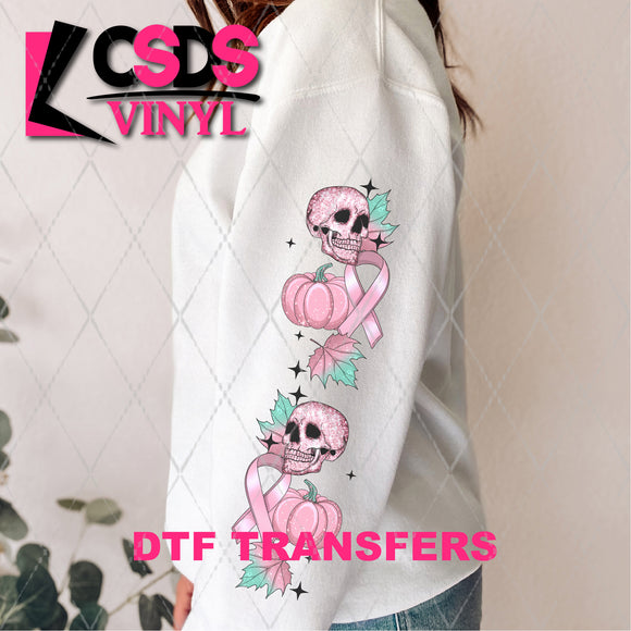 DTF Transfer - DTF004909 In October We Wear Pink Skull and Pumpkin Sleeve