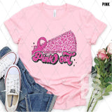 DTF Transfer - DTF004921 Pink Out Faux Glitter/Sequins Cheer Megaphone