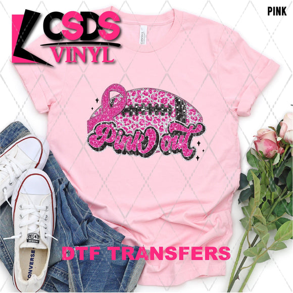 DTF Transfer - DTF004923 Pink Out Faux Glitter/Sequins Football