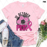DTF Transfer - DTF004924 In October We Wear Pink Faux Glitter/Sequins Soccer