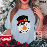 DTF Transfer - DTF004994 Snowman with Pipe Faux Glitter